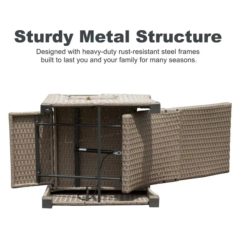 Outdoor Recliner Chair,Patio Recliner with Hand-Woven Wicker,Flip Table Push Back,Adjustable Angle,Reclining Lounge Chair