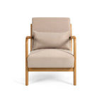 Beige Linen Armchair with Wood Legs - 23.20 x 29.50